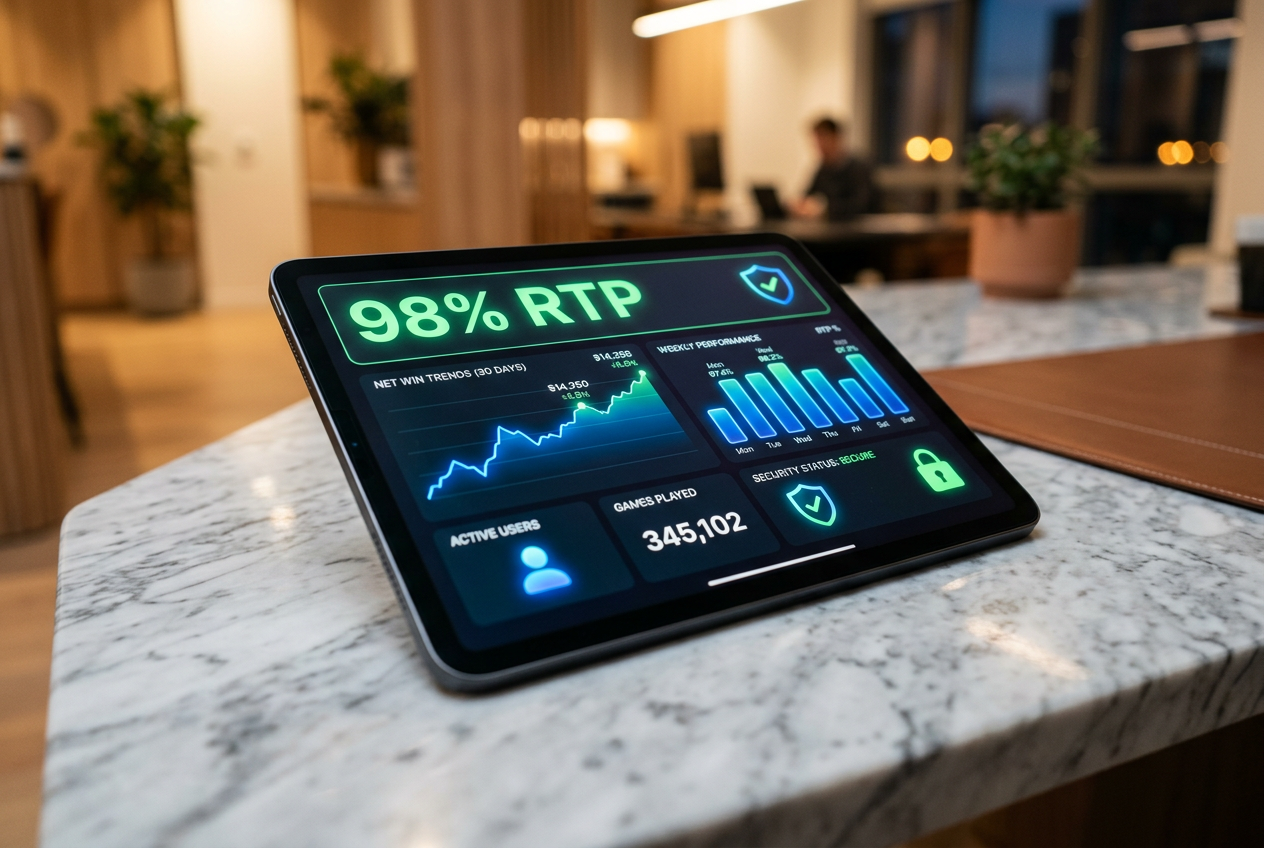 Digital dashboard showing verified RTP statistics and casino rankings.